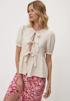 Answear Lab bluza femei, culoarea bej, neted imagine