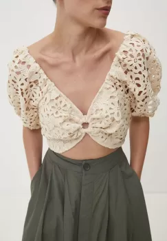 Answear Lab bluza femei, culoarea bej, neted imagine