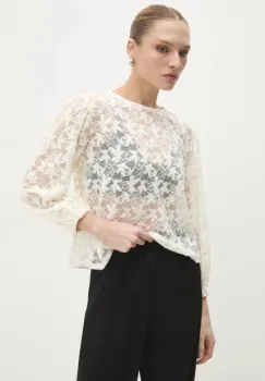Answear Lab bluza femei, culoarea bej, neted imagine