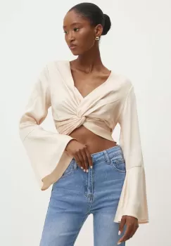 Answear Lab bluza femei, culoarea bej, neted imagine