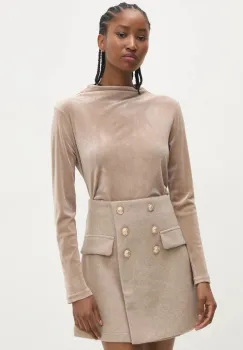 Answear Lab bluza femei, culoarea bej, neted imagine