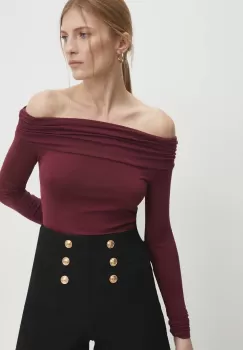 Answear Lab bluza femei, culoarea bordo, neted imagine
