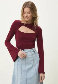 Answear Lab bluza femei, culoarea bordo, neted imagine