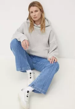 Answear Lab bluza femei, culoarea gri, cu gluga, melanj imagine