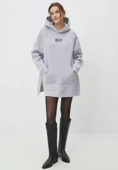 Answear Lab bluza femei, culoarea gri, cu gluga, melanj imagine