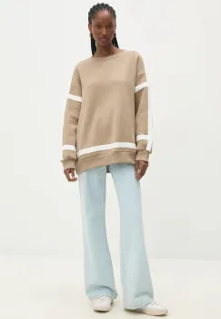 Answear Lab bluza femei, culoarea maro, cu imprimeu imagine