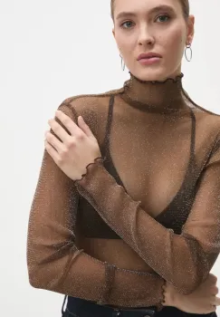Answear Lab bluza femei, culoarea maro, melanj imagine