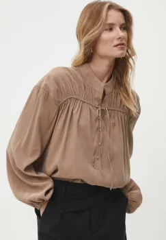 Answear Lab bluza femei, culoarea maro, neted imagine