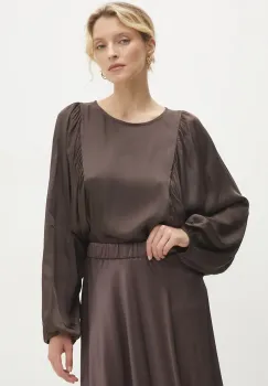 Answear Lab bluza femei, culoarea maro, neted imagine