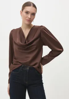 Answear Lab bluza femei, culoarea maro, neted imagine