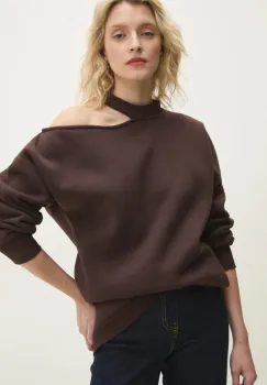 Answear Lab bluza femei, culoarea maro, neted imagine