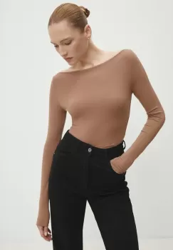 Answear Lab bluza femei, culoarea maro, neted imagine