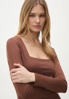 Answear Lab bluza femei, culoarea maro, neted imagine