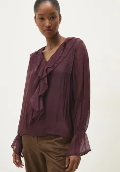 Answear Lab bluza femei, culoarea maro, neted imagine
