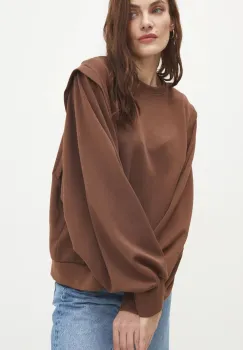 Answear Lab bluza femei, culoarea maro, neted imagine