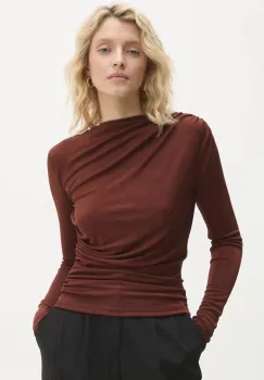 Answear Lab bluza femei, culoarea maro, neted imagine