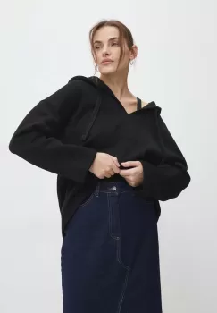 Answear Lab bluza femei, culoarea negru, cu gluga, neted imagine