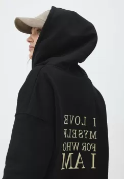 Answear Lab bluza femei, culoarea negru, cu gluga, neted imagine