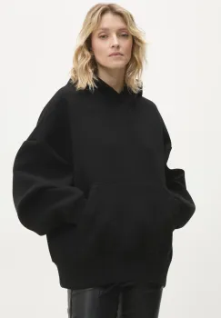 Answear Lab bluza femei, culoarea negru, cu gluga, neted imagine