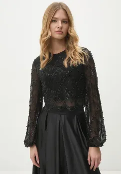 Answear Lab bluza femei, culoarea negru, cu imprimeu imagine
