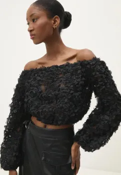 Answear Lab bluza femei, culoarea negru, cu imprimeu imagine