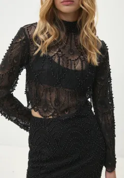 Answear Lab bluza femei, culoarea negru, cu imprimeu imagine
