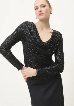 Answear Lab bluza femei, culoarea negru, cu imprimeu imagine