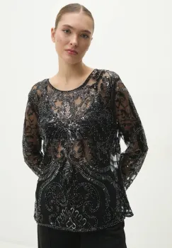 Answear Lab bluza femei, culoarea negru, cu imprimeu imagine
