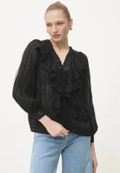 Answear Lab bluza femei, culoarea negru, cu imprimeu imagine