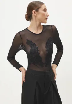 Answear Lab bluza femei, culoarea negru, cu imprimeu imagine
