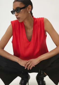 Answear Lab bluza femei, culoarea rosu, neted imagine