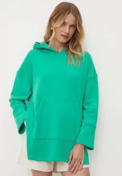 Answear Lab bluza femei, culoarea verde, cu gluga, neted imagine