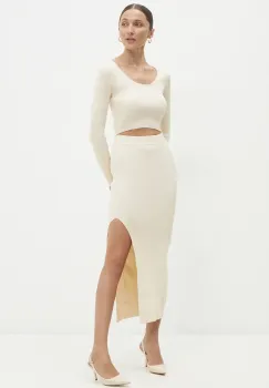 Answear Lab bluza si fusta culoarea bej imagine