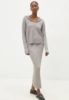 Answear Lab bluza si fusta culoarea gri imagine