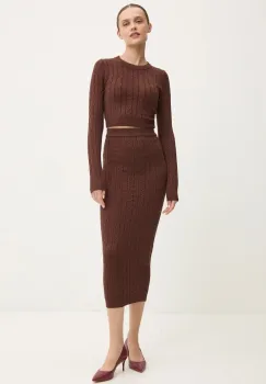 Answear Lab bluza si fusta culoarea maro imagine