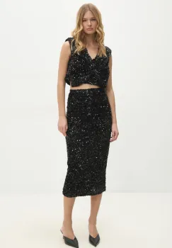 Answear Lab bluza si fusta culoarea negru imagine