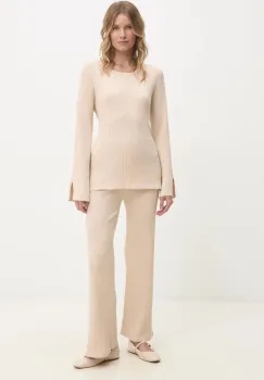 Answear Lab bluza si pantaloni culoarea bej imagine