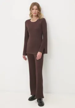 Answear Lab bluza si pantaloni culoarea maro imagine