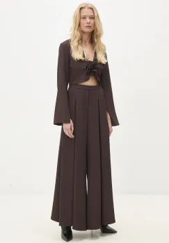 Answear Lab bluza si pantaloni culoarea maro imagine