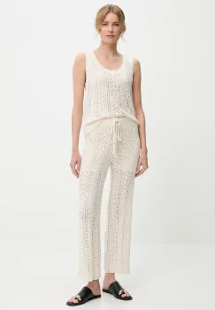 Answear Lab bluza si pantaloni din bumbac culoarea bej imagine