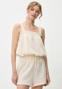 Answear Lab bluza si pantaloni scurti din bumbac culoarea bej imagine