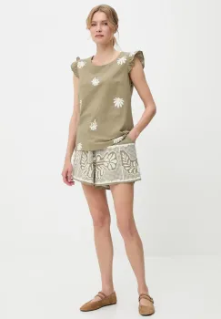 Answear Lab bluza si pantaloni scurti din bumbac culoarea verde imagine