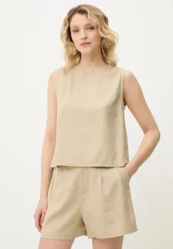 Answear Lab bluza si pantaloni scurti din in culoarea bej imagine