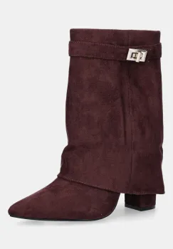 Answear.LAB botine culoarea bordo, cu toc drept, izolare usoara imagine