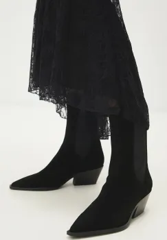 Answear Lab botine din piele intoarsa femei, culoarea negru, cu toc drept, izolare usoara imagine