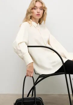 Answear.LAB camasa culoarea bej, cu guler clasic, relaxed imagine