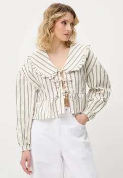 Answear Lab camasa culoarea bej, cu guler clasic, relaxed imagine