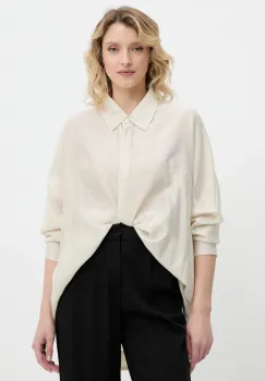 Answear Lab camasa culoarea bej, cu guler clasic, relaxed imagine