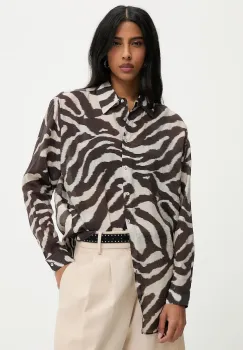 Answear Lab camasa culoarea maro, cu guler clasic, relaxed imagine