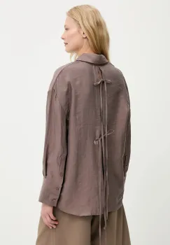 Answear Lab camasa culoarea maro, cu guler clasic, relaxed imagine